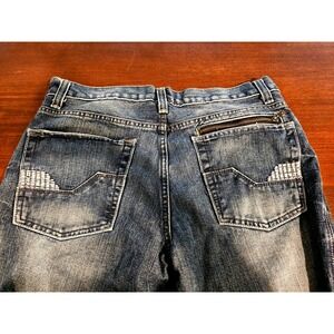 American Rag Jeans Zipper Top Pocket Distressed Blue Mens Size 32 X 32 WPL #8046